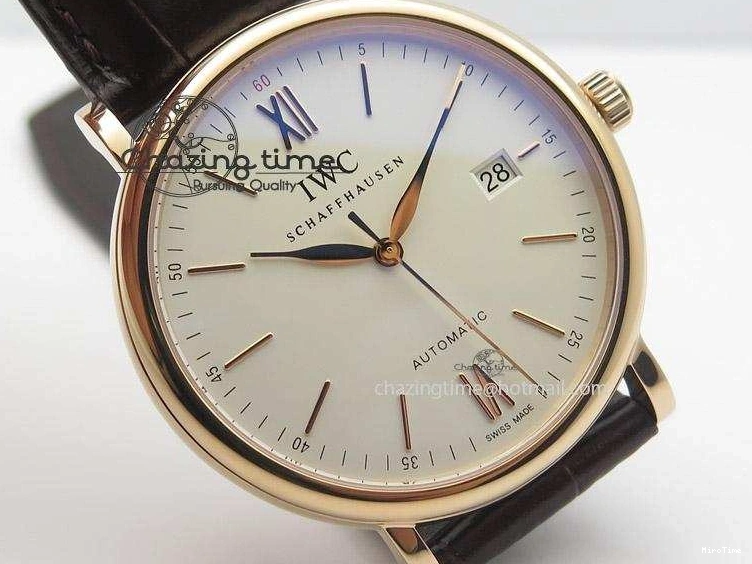 MIROTIME 1223 Modern Portofino SCHAFFHAUSEN RG MKF 1:1 V2 Best Edition White Dial On Brown Leather Strap A 7344